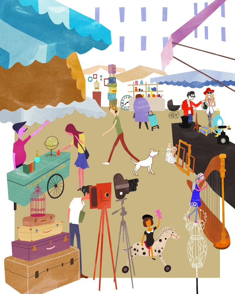 Vintage market Paris. Limited edition print