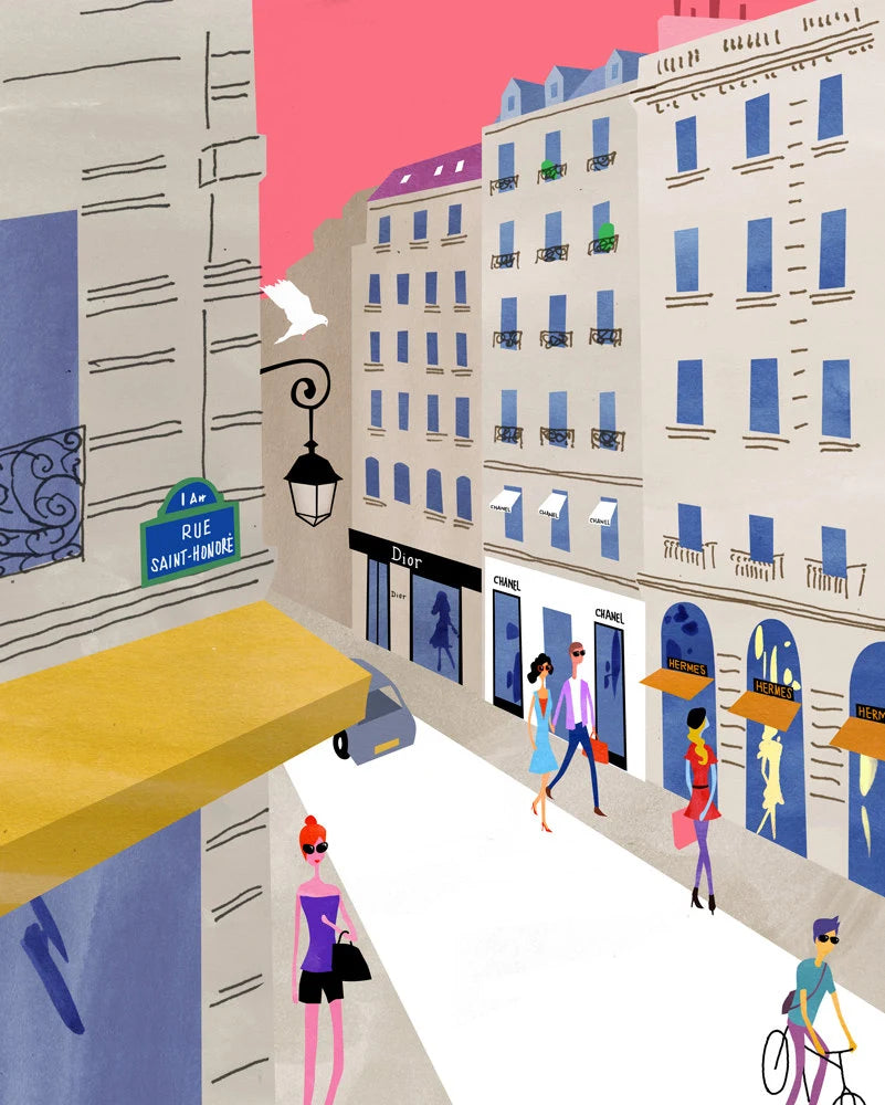Rue Saint - Honore shopping Paris. Limited edition print