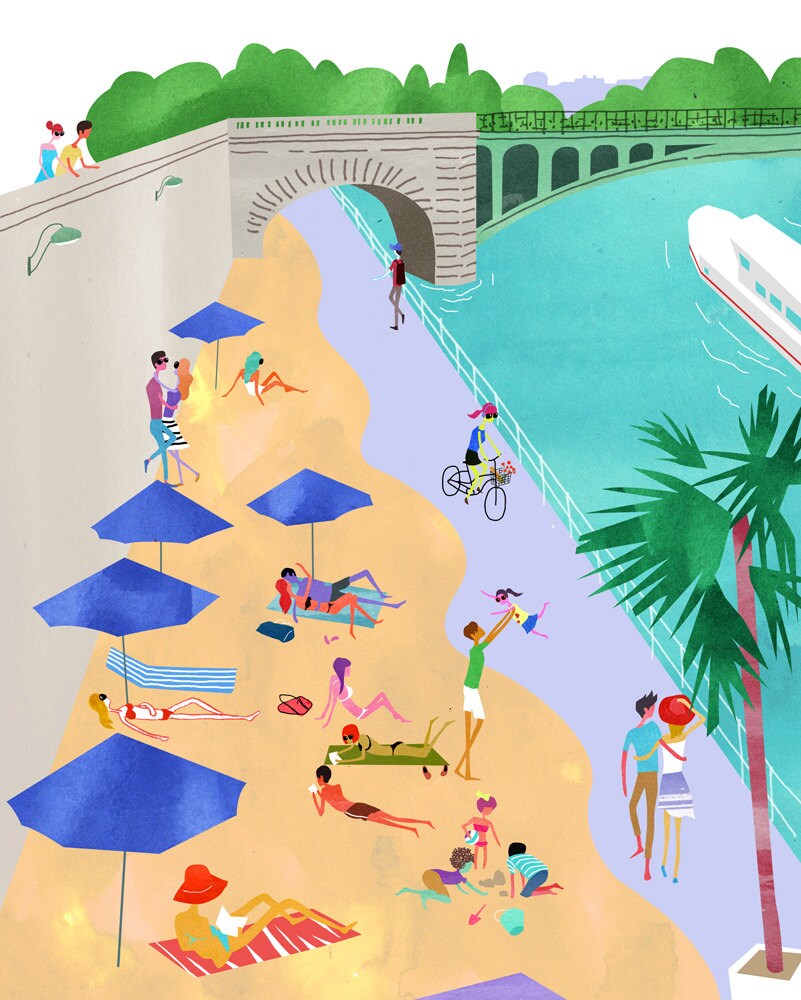 Paris Plages, the beach. Limited edition print