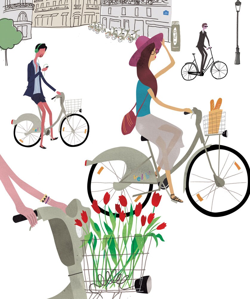 Paris Bicycles Velib, Limited edition print