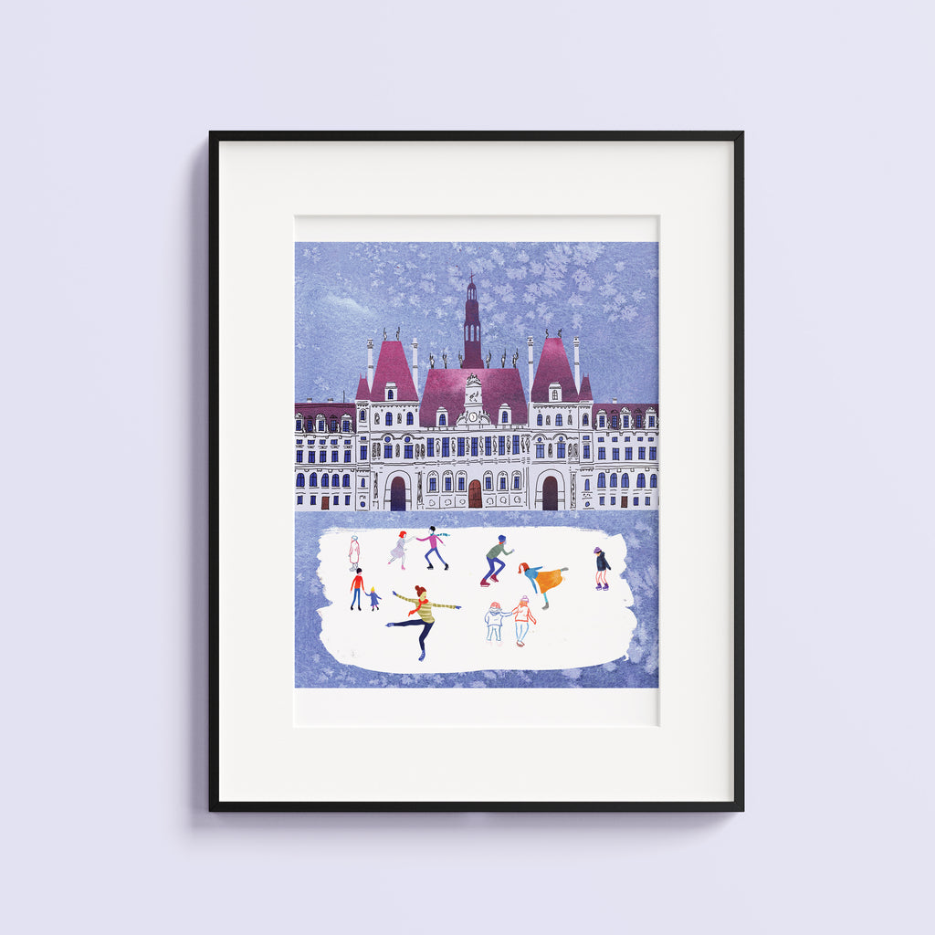Hotel de ville in Paris winter. Limited edition print.