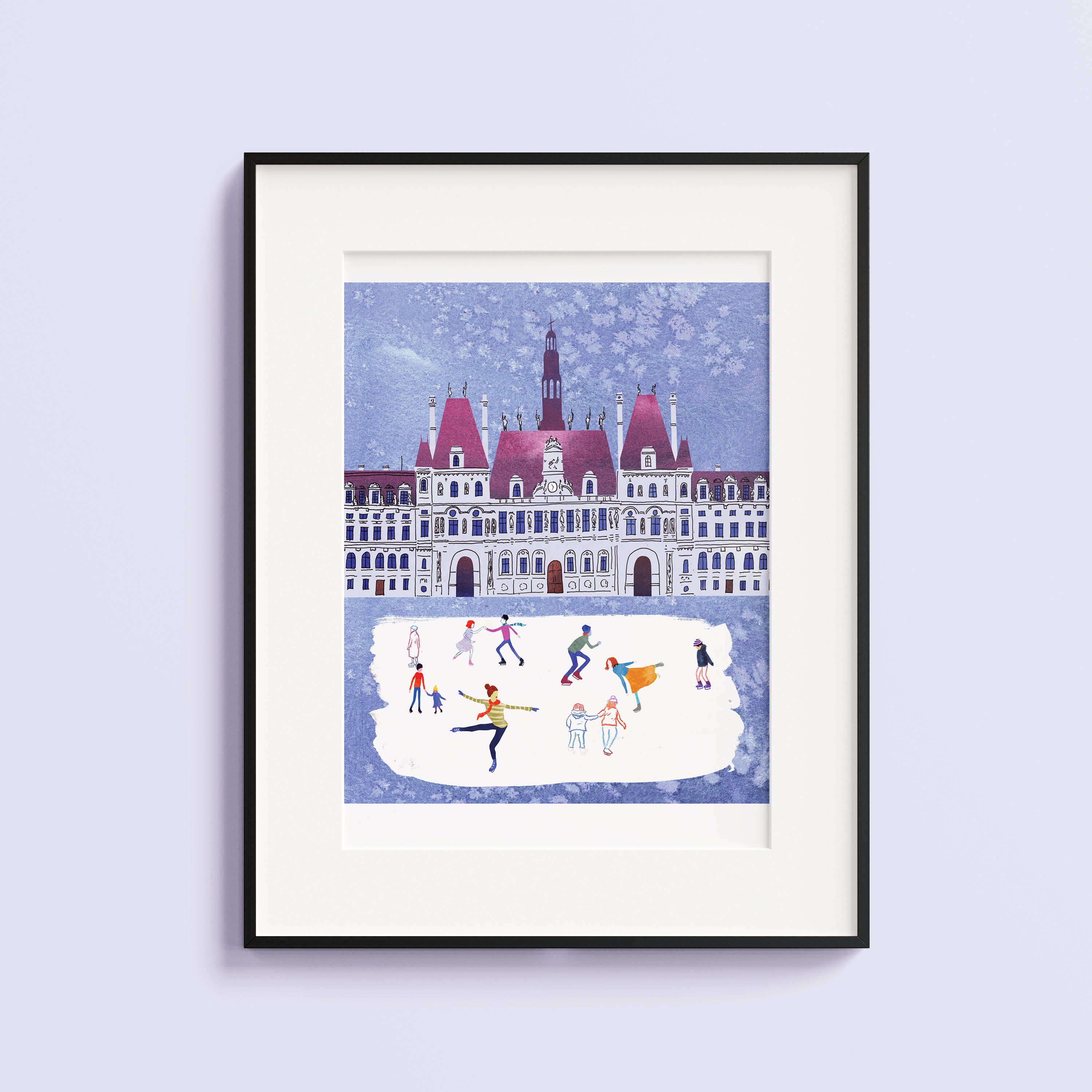 Hotel de ville in Paris winter. Limited edition print.