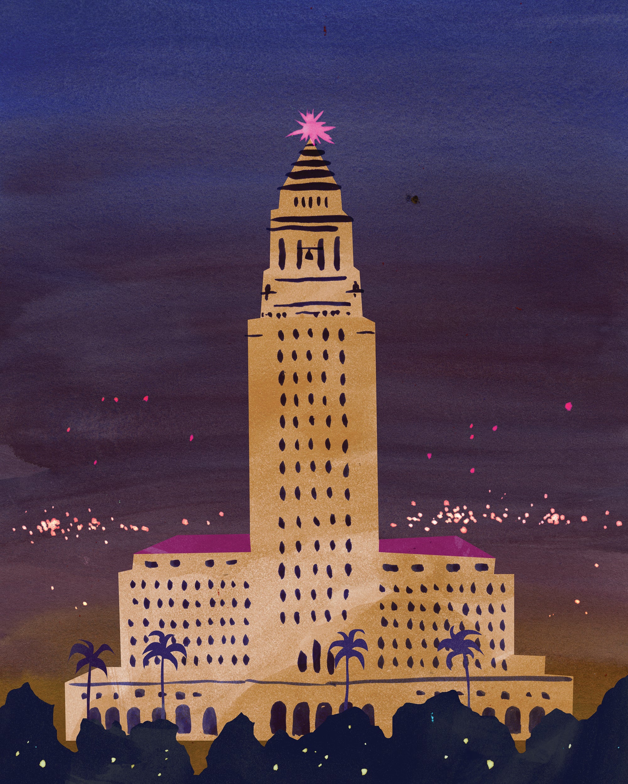 LA city hall. Limited edition print.