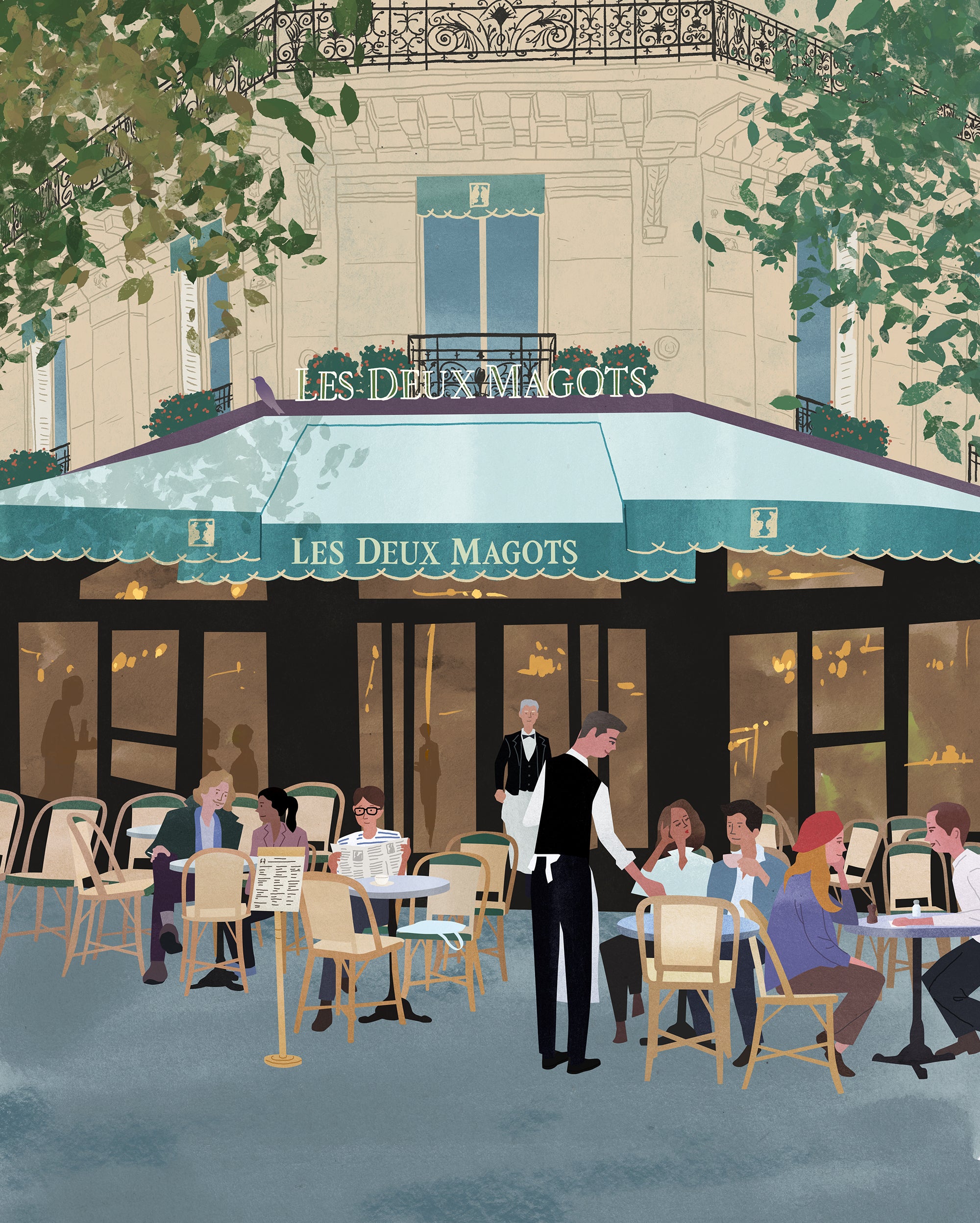 Les Deux Magots. Limited edition print.