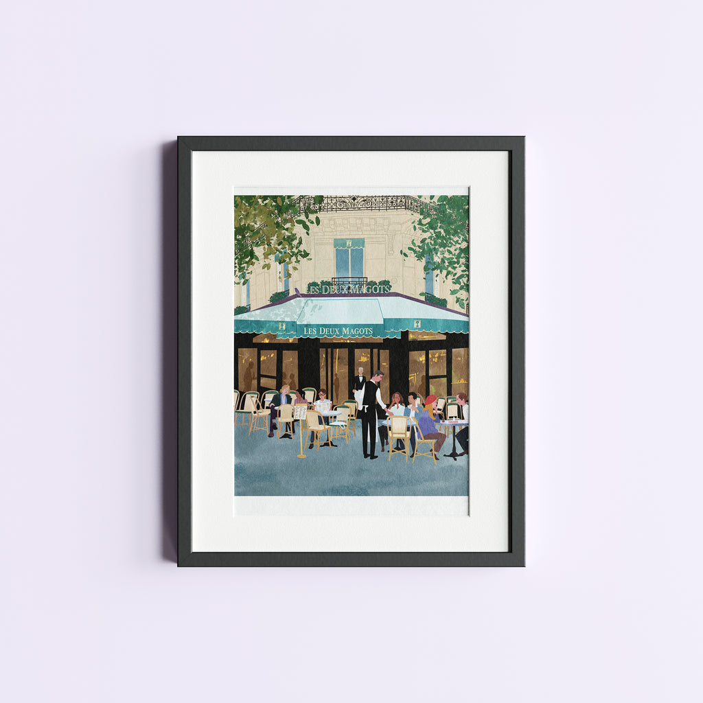 Les Deux Magots. Limited edition print.