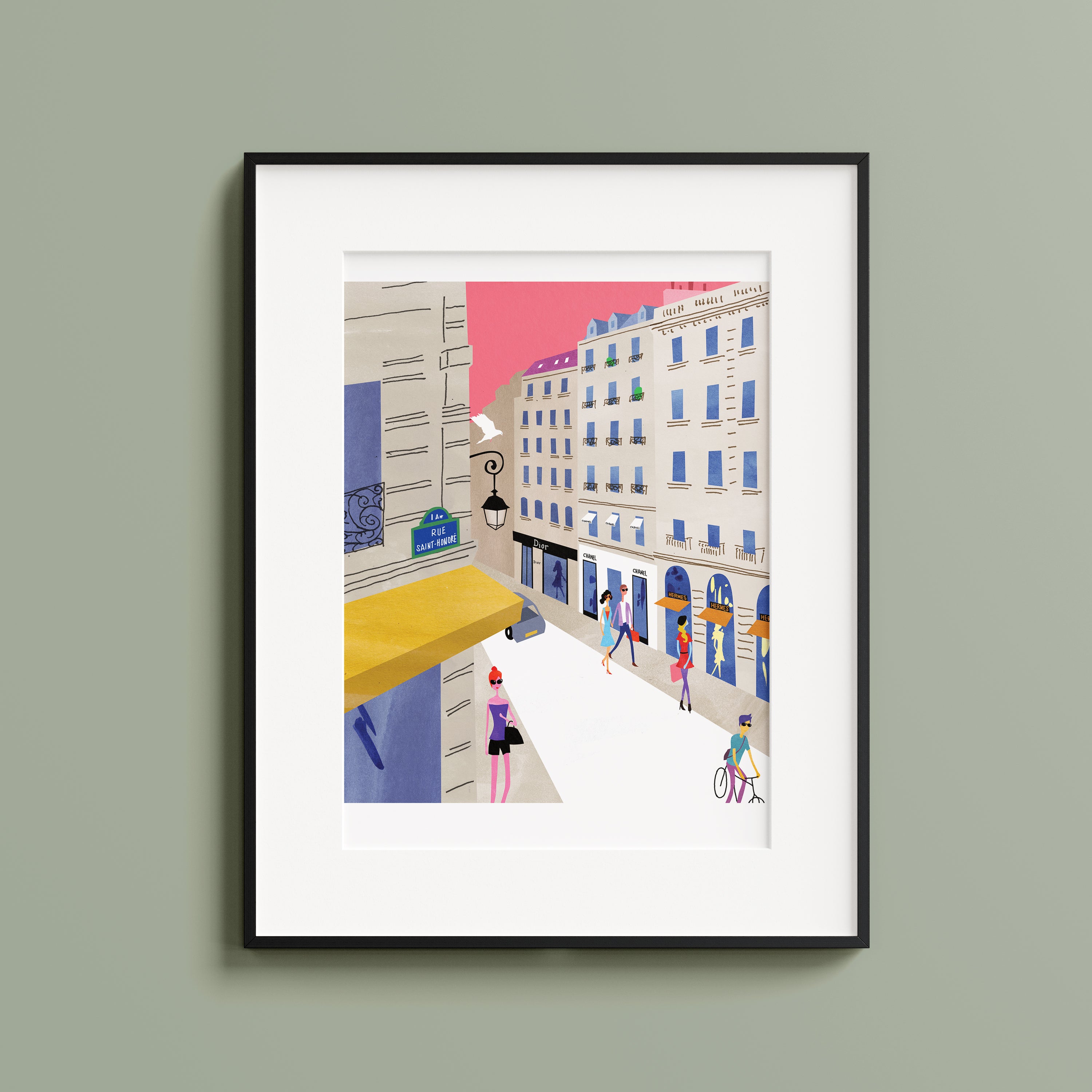Rue Saint - Honore shopping Paris. Limited edition print