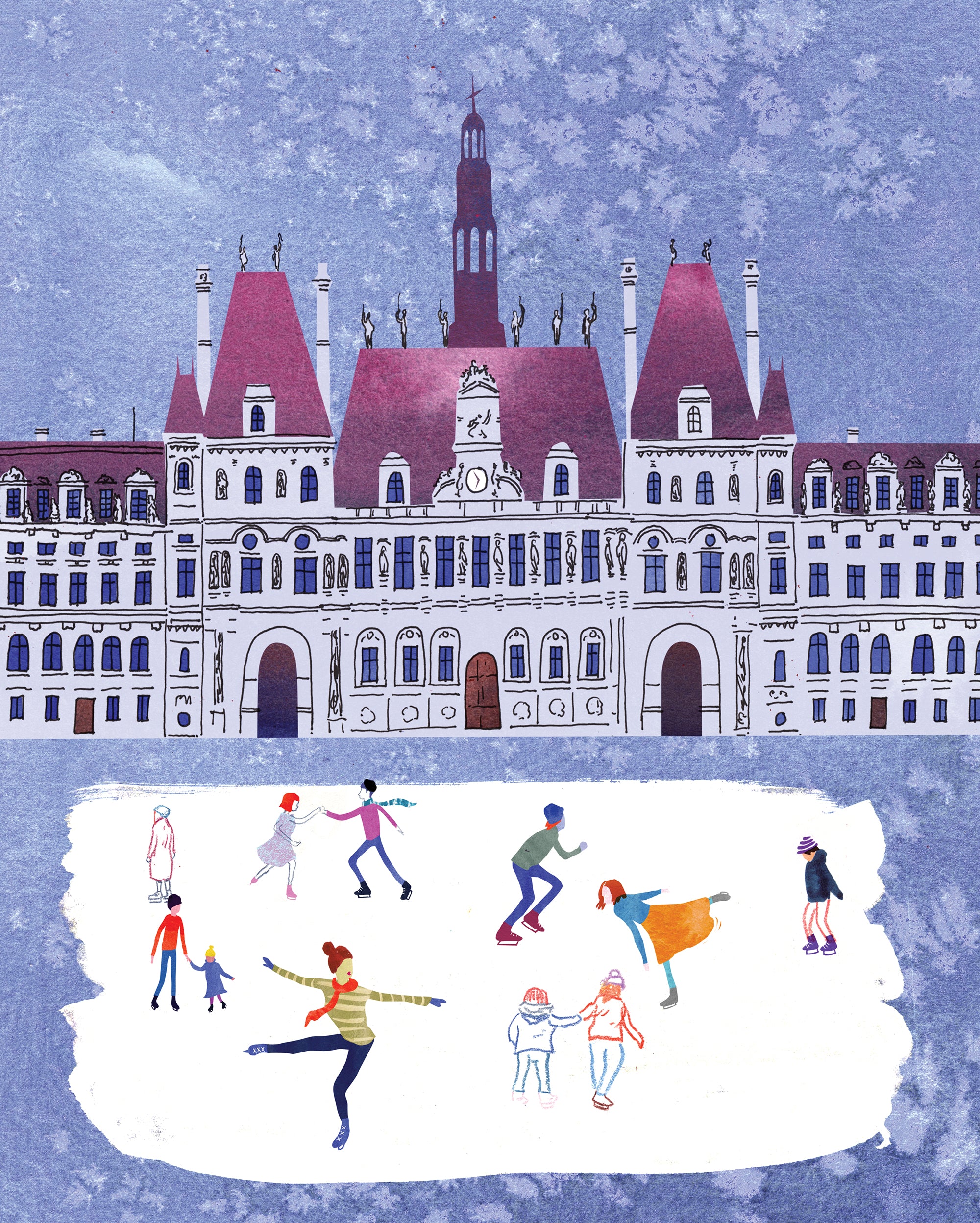 Hotel de ville in Paris winter. Limited edition print.